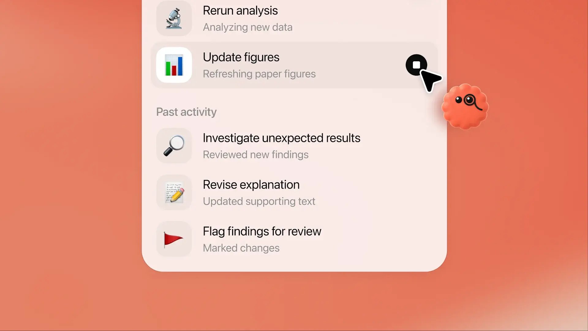 OpenAI illustration of a Dot's task list for analysis, updates and review.